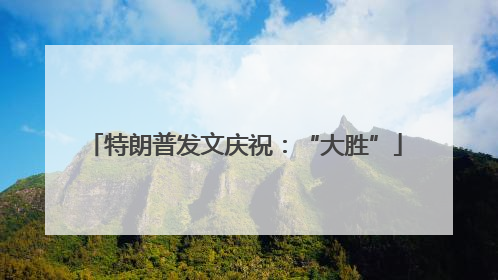 特朗普发文庆祝：“大胜”