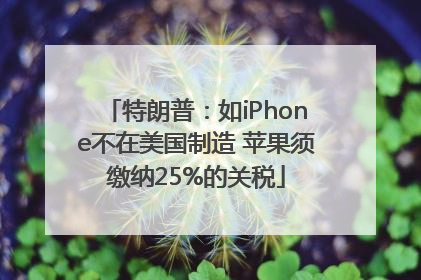 特朗普：如iPhone不在美国制造 苹果须缴纳25%的关税