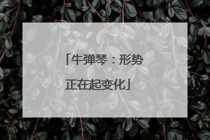 牛弹琴：形势正在起变化