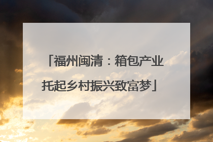 福州闽清：箱包产业托起乡村振兴致富梦