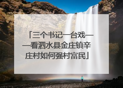 三个书记一台戏——看泗水县金庄镇辛庄村如何强村富民
