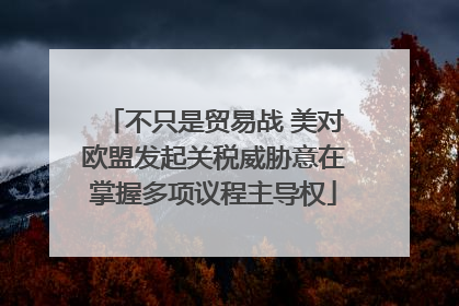 不只是贸易战 美对欧盟发起关税威胁意在掌握多项议程主导权