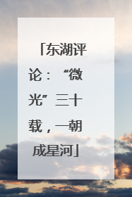 东湖评论：“微光”三十载，一朝成星河