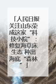 人民日报关注山东荣成这家“科技小院”：修复海草床生态 种出海底“森林”