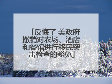 反悔了 美政府撤销对农场、酒店和餐馆进行移民突击检查的豁免