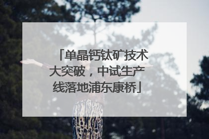 单晶钙钛矿技术大突破，中试生产线落地浦东康桥