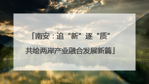 南安：追“新”逐“质” 共绘两岸产业融合发展新篇