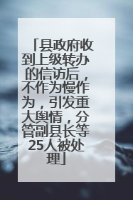 县政府收到上级转办的信访后，不作为慢作为，引发重大舆情，分管副县长等25人被处理