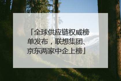 全球供应链权威榜单发布，联想集团、京东两家中企上榜