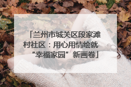 兰州市城关区段家滩村社区：用心用情绘就“幸福家园”新画卷
