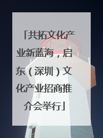 共拓文化产业新蓝海，启东（深圳）文化产业招商推介会举行