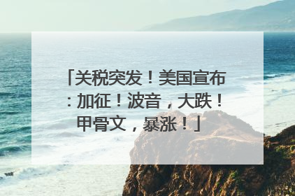 关税突发！美国宣布：加征！波音，大跌！甲骨文，暴涨！