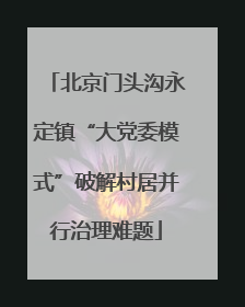 北京门头沟永定镇“大党委模式”破解村居并行治理难题