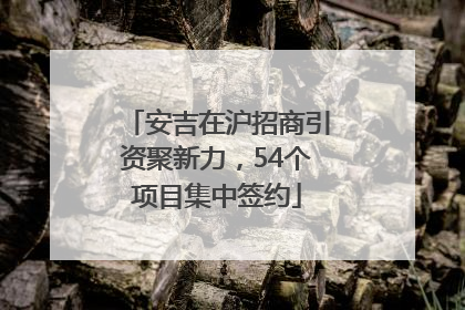 安吉在沪招商引资聚新力，54个项目集中签约