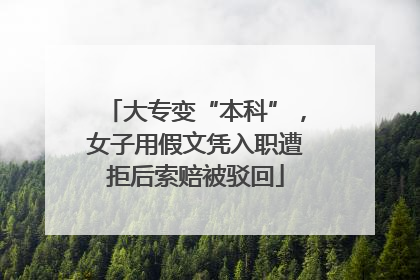 大专变“本科”，女子用假文凭入职遭拒后索赔被驳回