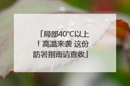 局部40℃以上！高温来袭 这份防暑指南请查收