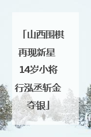 山西围棋再现新星 14岁小将行泓丞斩金夺银