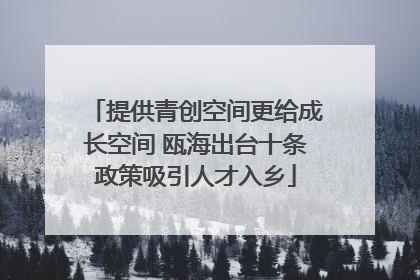 提供青创空间更给成长空间 瓯海出台十条政策吸引人才入乡