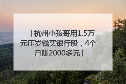 杭州小孩哥用1.5万元压岁钱买银行股，4个月赚2000多元