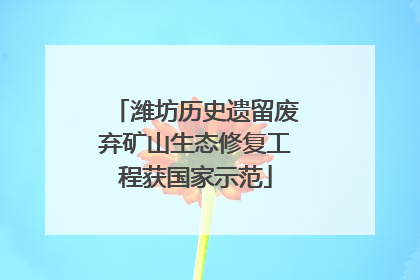 潍坊历史遗留废弃矿山生态修复工程获国家示范