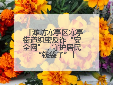 潍坊寒亭区寒亭街道织密反诈“安全网”，守护居民“钱袋子”