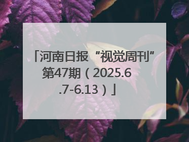 河南日报“视觉周刊”第47期（2025.6.7-6.13）
