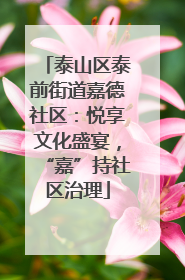 泰山区泰前街道嘉德社区：悦享文化盛宴，“嘉”持社区治理