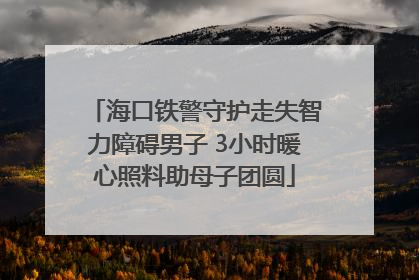 海口铁警守护走失智力障碍男子 3小时暖心照料助母子团圆