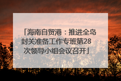 海南自贸港：推进全岛封关准备工作专班第28次领导小组会议召开
