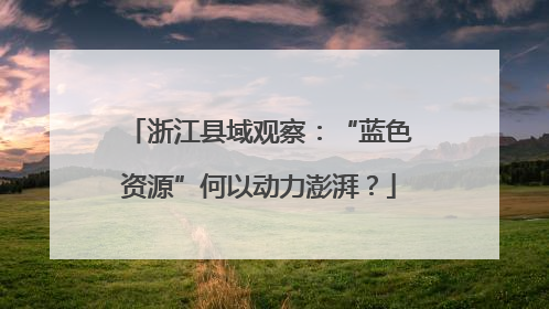 浙江县域观察：“蓝色资源”何以动力澎湃？