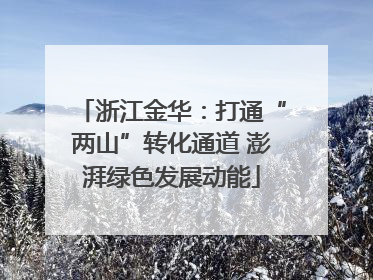 浙江金华：打通“两山”转化通道 澎湃绿色发展动能