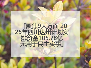 聚焦9大方面 2025年四川达州计划安排资金105.78亿元用于民生实事