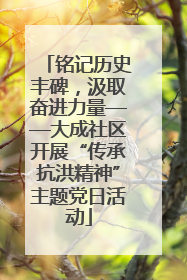 铭记历史丰碑，汲取奋进力量——大成社区开展“传承抗洪精神”主题党日活动