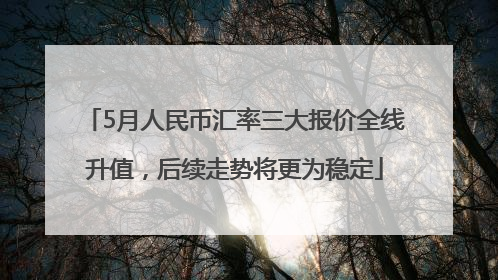 5月人民币汇率三大报价全线升值，后续走势将更为稳定