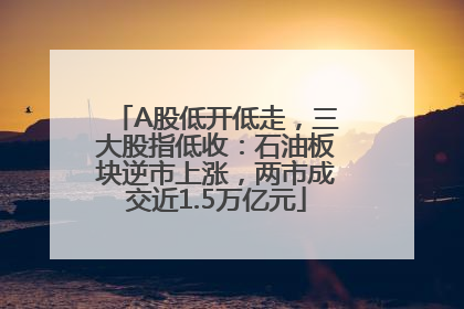 A股低开低走，三大股指低收：石油板块逆市上涨，两市成交近1.5万亿元
